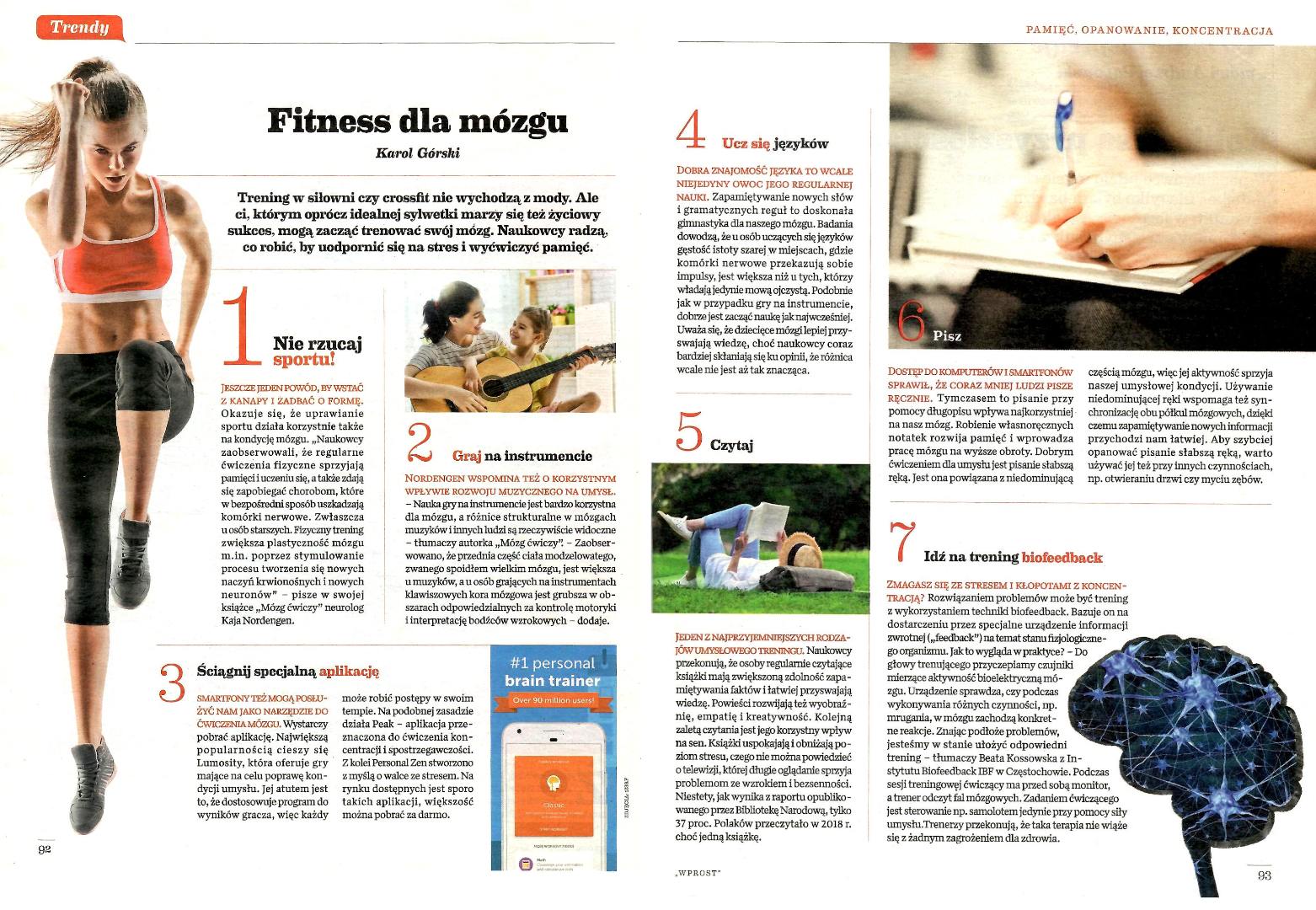 Artykuł w gazecie Wprost Fitness dla mózgu